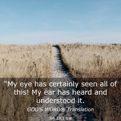 Picture 03 - Job 13:1 GW - “My eye has certainly seen all of this! My ear - Bible Verse Picture