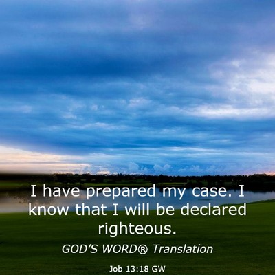 Picture 03 - Job 13:18 GW - I have prepared my case. I know that I will be - Bible Verse Picture