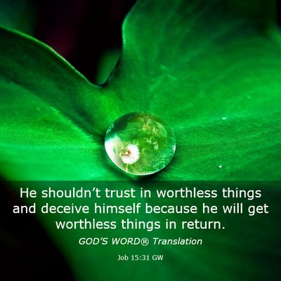 Picture 03 - Job 15:31 GW - He shouldn’t trust in worthless things and - Bible Verse Picture