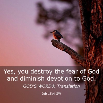 Picture 03 - Job 15:4 GW - Yes, you destroy the fear of God and diminish - Bible Verse Picture
