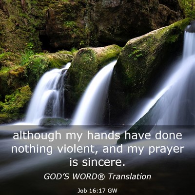 Picture 03 - Job 16:17 GW - although my hands have done nothing violent, and - Bible Verse Picture