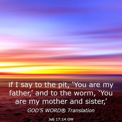 Picture 03 - Job 17:14 GW - if I say to the pit, ‘You are my father,’ and - Bible Verse Picture
