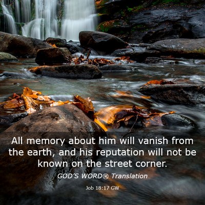 Picture 03 - Job 18:17 GW - All memory about him will vanish from the earth, - Bible Verse Picture