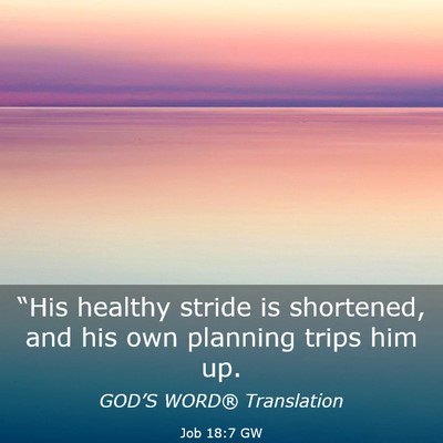 Picture 03 - Job 18:7 GW - “His healthy stride is shortened, and his own - Bible Verse Picture