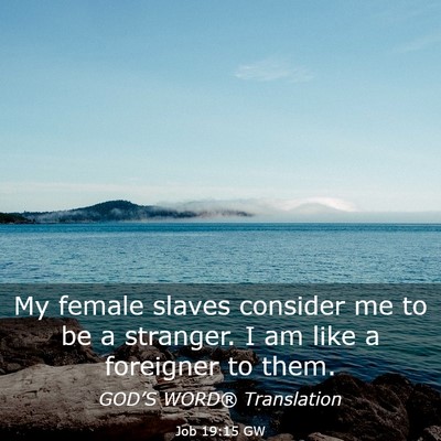 Picture 03 - Job 19:15 GW - My female slaves consider me to be a stranger. I - Bible Verse Picture