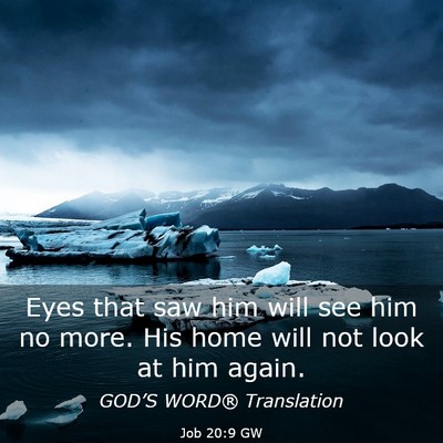 Picture 03 - Job 20:9 GW - Eyes that saw him will see him no more. His home - Bible Verse Picture