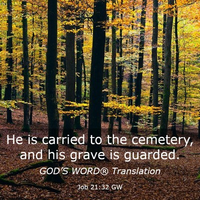Picture 03 - Job 21:32 GW - He is carried to the cemetery, and his grave is - Bible Verse Picture