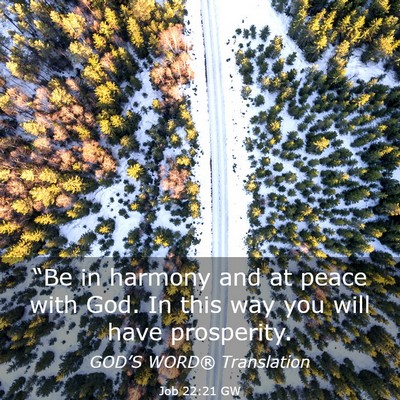Picture 03 - Job 22:21 GW - “Be in harmony and at peace with God. In this - Bible Verse Picture