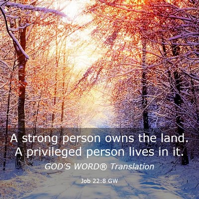 Picture 03 - Job 22:8 GW - A strong person owns the land. A privileged - Bible Verse Picture