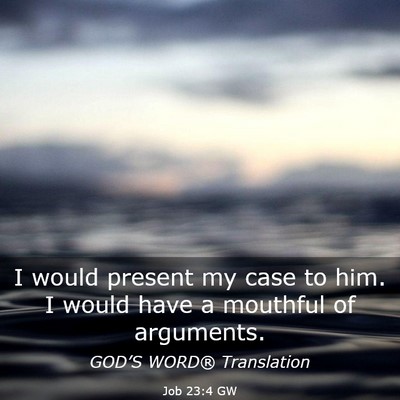 Picture 03 - Job 23:4 GW - I would present my case to him. I would have a - Bible Verse Picture