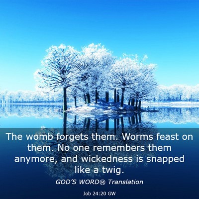 Picture 03 - Job 24:20 GW - The womb forgets them. Worms feast on them. No - Bible Verse Picture
