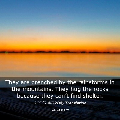 Picture 03 - Job 24:8 GW - They are drenched by the rainstorms in the - Bible Verse Picture