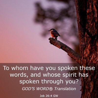 Picture 03 - Job 26:4 GW - To whom have you spoken these words, and whose - Bible Verse Picture