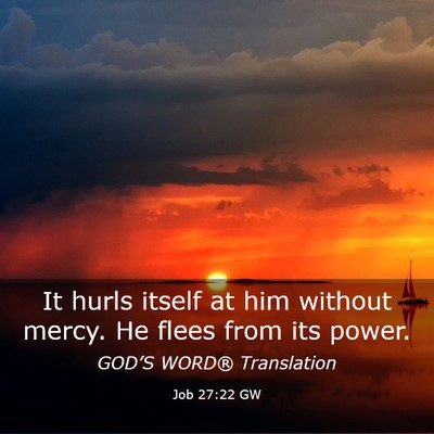 Picture 03 - Job 27:22 GW - It hurls itself at him without mercy. He flees - Bible Verse Picture