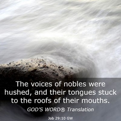 Picture 03 - Job 29:10 GW - The voices of nobles were hushed, and their - Bible Verse Picture
