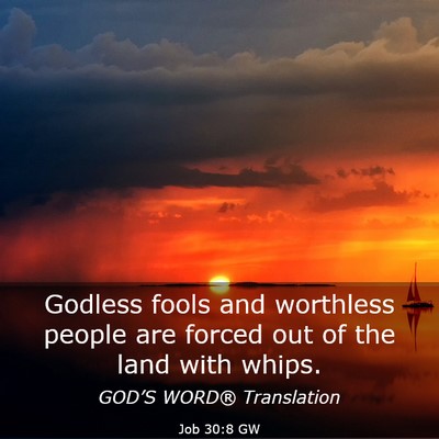 Picture 03 - Job 30:8 GW - Godless fools and worthless people are forced out - Bible Verse Picture