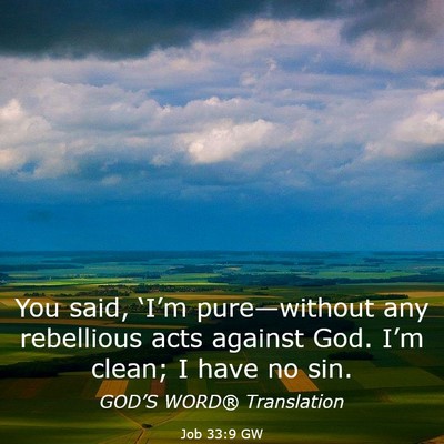 Picture 03 - Job 33:9 GW - You said, ‘I’m pure—without any rebellious - Bible Verse Picture