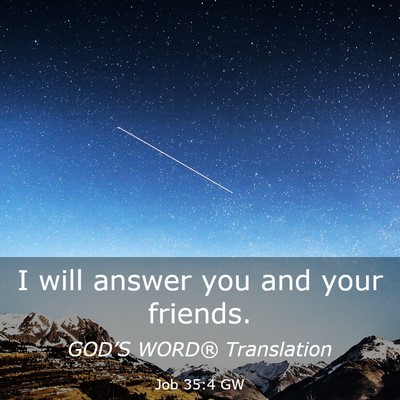 Picture 03 - Job 35:4 GW - I will answer you and your - Bible Verse Picture