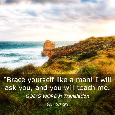 Picture 03 - Job 40:7 GW - “Brace yourself like a man! I will ask you, and - Bible Verse Picture