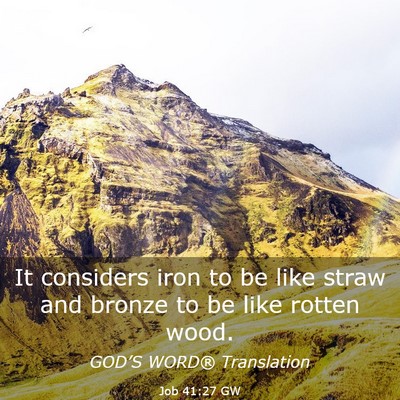 Picture 03 - Job 41:27 GW - It considers iron to be like straw and bronze to - Bible Verse Picture