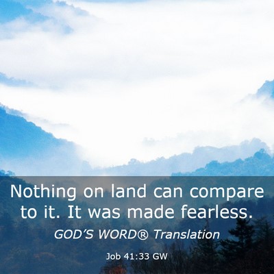 Picture 03 - Job 41:33 GW - Nothing on land can compare to it. It was made - Bible Verse Picture