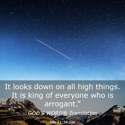 Picture 03 - Job 41:34 GW - It looks down on all high things. It is king of - Bible Verse Picture