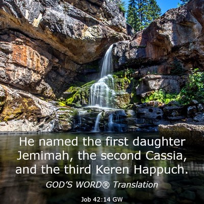 Picture 03 - Job 42:14 GW - He named the first daughter Jemimah, the second - Bible Verse Picture
