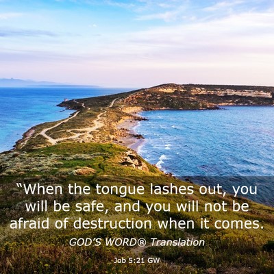 Picture 03 - Job 5:21 GW - “When the tongue lashes out, you will be safe, - Bible Verse Picture