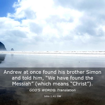 Picture 03 - John 1:41 GW - Andrew at once found his brother Simon and told - Bible Verse Picture