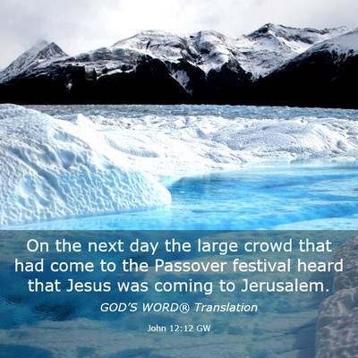 Picture 03 - John 12:12 GW - On the next day the large crowd that had come to - Bible Verse Picture