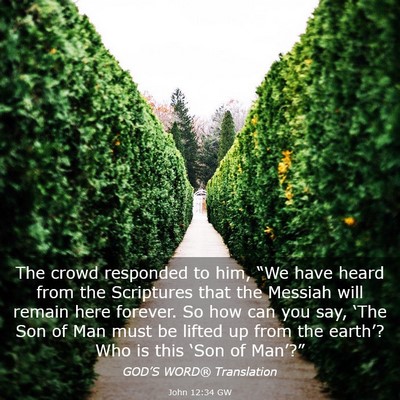 Picture 03 - John 12:34 GW - The crowd responded to him, “We have heard from - Bible Verse Picture