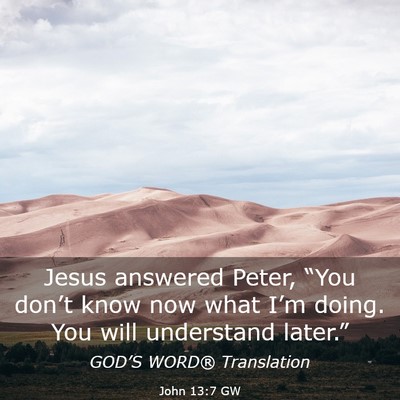 Picture 03 - John 13:7 GW - Jesus answered Peter, “You don’t know now - Bible Verse Picture