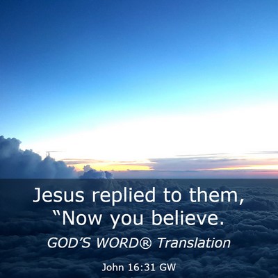 Picture 03 - John 16:31 GW - Jesus replied to them, “Now you - Bible Verse Picture