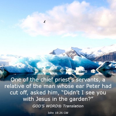 Picture 03 - John 18:26 GW - One of the chief priest’s servants, a relative - Bible Verse Picture
