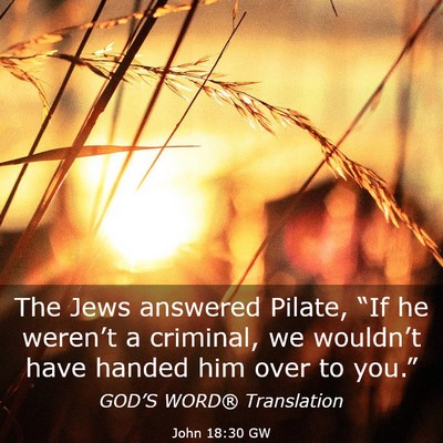 Picture 03 - John 18:30 GW - The Jews answered Pilate, “If he weren’t a - Bible Verse Picture