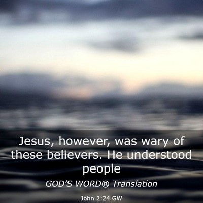Picture 03 - John 2:24 GW - Jesus, however, was wary of these believers. He - Bible Verse Picture
