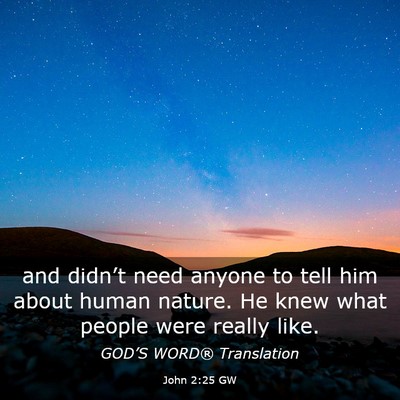 Picture 03 - John 2:25 GW - and didn’t need anyone to tell him about human - Bible Verse Picture