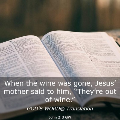 Picture 03 - John 2:3 GW - When the wine was gone, Jesus’ mother said to - Bible Verse Picture