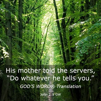 Picture 03 - John 2:5 GW - His mother told the servers, “Do whatever he - Bible Verse Picture