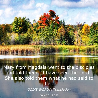 Picture 03 - John 20:18 GW - Mary from Magdala went to the disciples and told - Bible Verse Picture