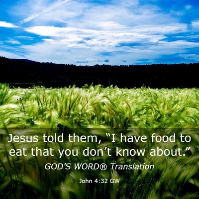 Picture 03 - John 4:32 GW - Jesus told them, “I have food to eat that you - Bible Verse Picture