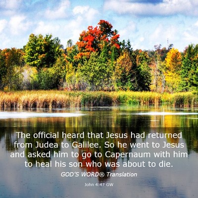 Picture 03 - John 4:47 GW - The official heard that Jesus had returned from - Bible Verse Picture