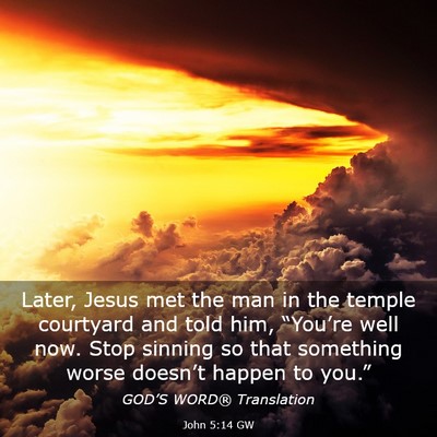 Picture 03 - John 5:14 GW - Later, Jesus met the man in the temple courtyard - Bible Verse Picture