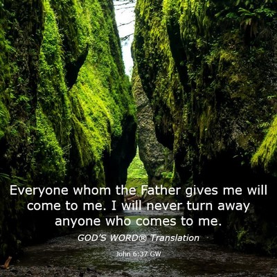 Picture 03 - John 6:37 GW - Everyone whom the Father gives me will come to - Bible Verse Picture