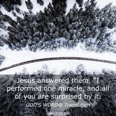 Picture 03 - John 7:21 GW - Jesus answered them, “I performed one miracle, - Bible Verse Picture