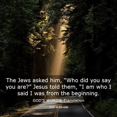 Picture 03 - John 8:25 GW - The Jews asked him, “Who did you say you - Bible Verse Picture
