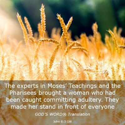 Picture 03 - John 8:3 GW - The experts in Moses’ Teachings and the - Bible Verse Picture