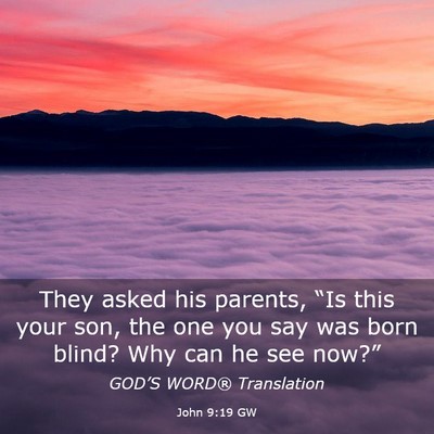 Picture 03 - John 9:19 GW - They asked his parents, “Is this your son, the - Bible Verse Picture