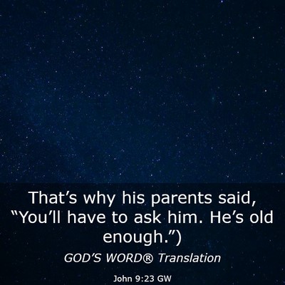 Picture 03 - John 9:23 GW - That’s why his parents said, “You’ll have - Bible Verse Picture