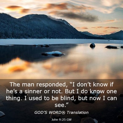Picture 03 - John 9:25 GW - The man responded, “I don’t know if he’s a - Bible Verse Picture
